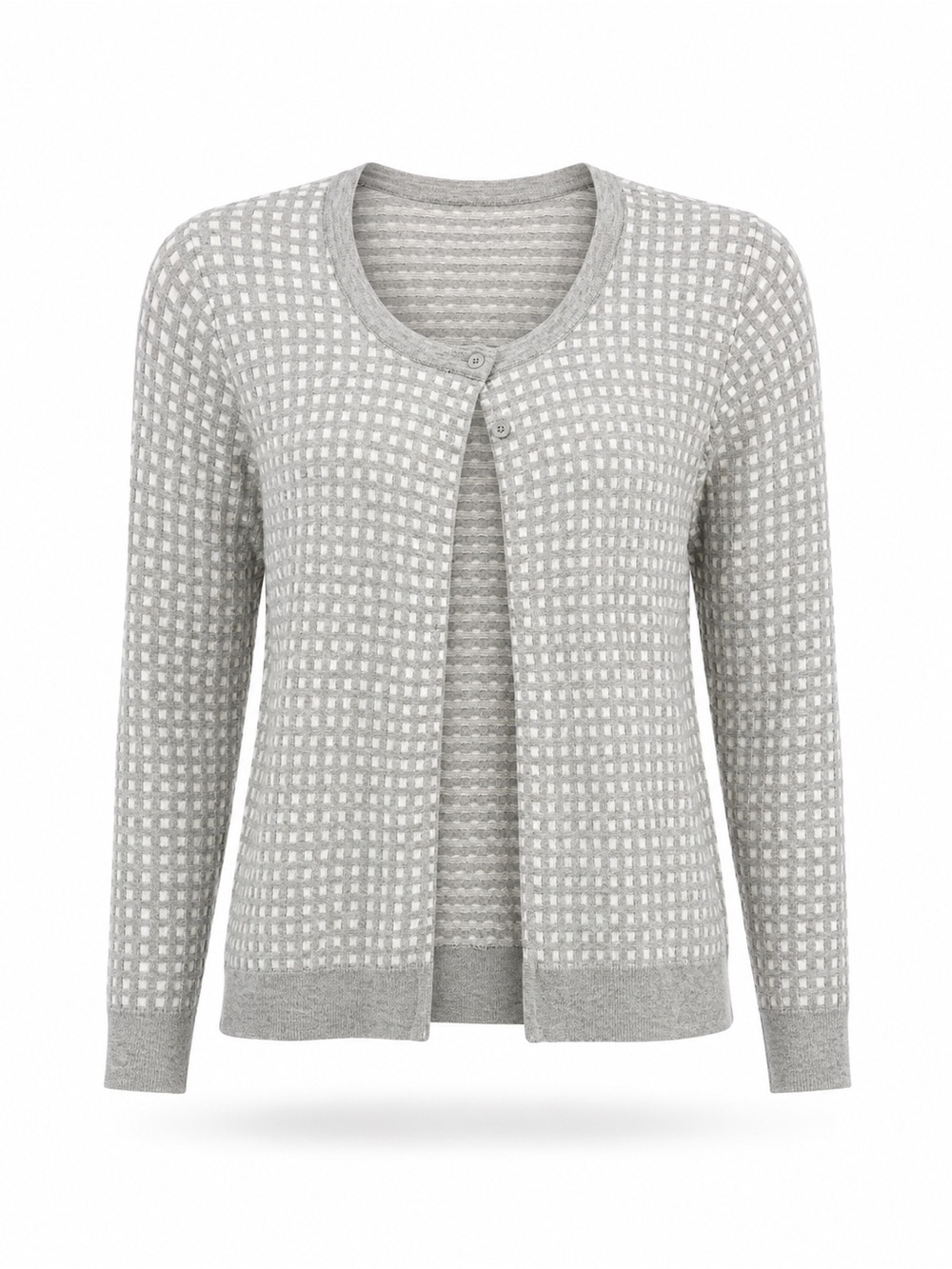 Tommy Hilfiger Light Gray Check Knit Cardigan